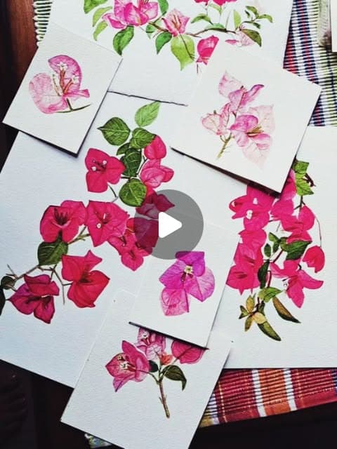 Bougainvillea watercolour on different paper, studio experiment